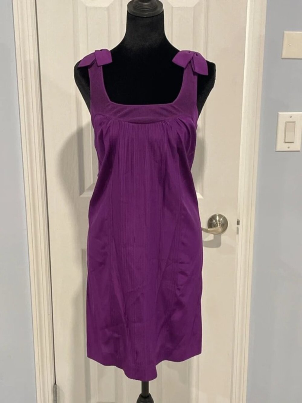 Rebecca Taylor Women’s Purple Silk Bow Strap Dress 2